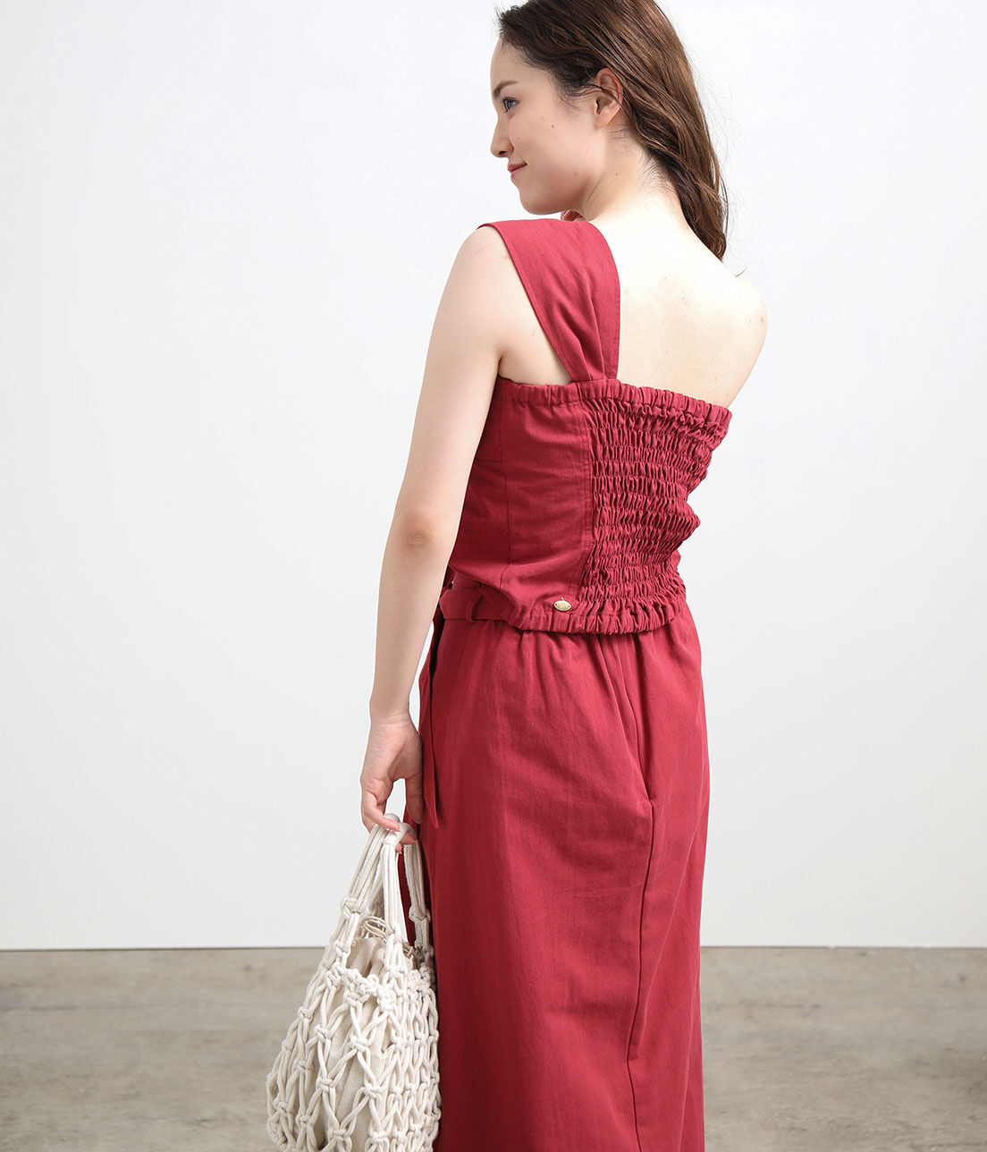 VIS「【セットアップ対応】麻混ワンショルダーねじれビスチェ」|その他|