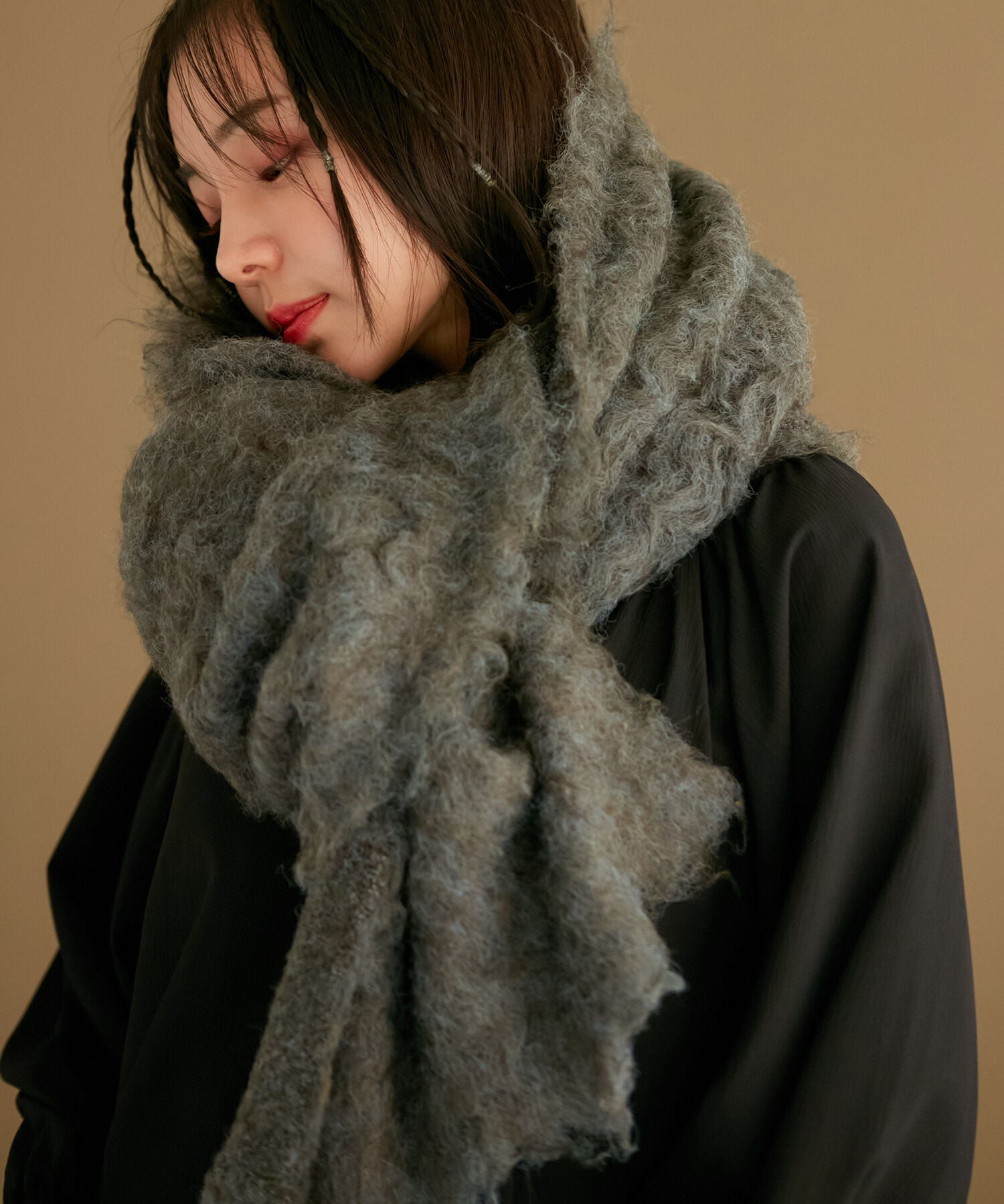VIS「ふわふわ毛混シャギーストール」|ストール|