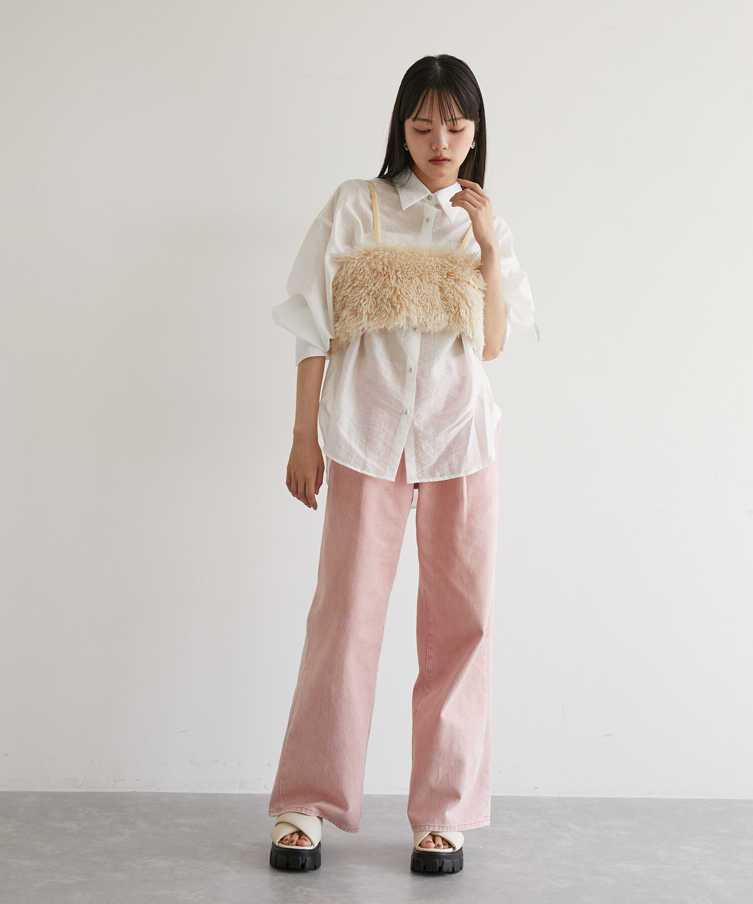 VIS「メタル釦シンプルシアーシャツ」|シャツ・ブラウス|