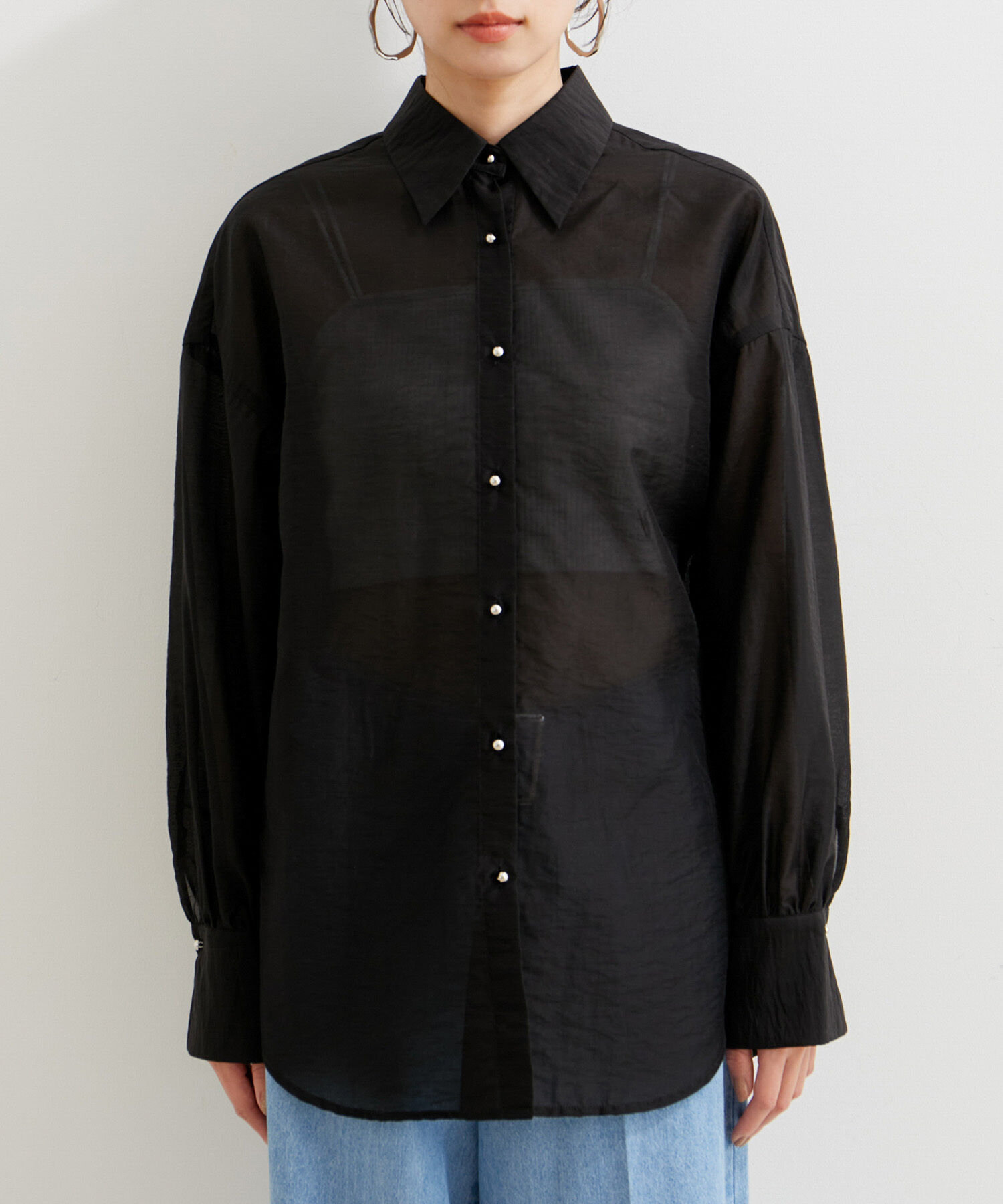 VIS「メタル釦シンプルシアーシャツ」|シャツ・ブラウス|