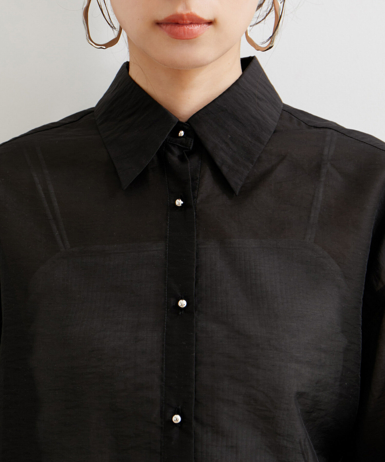 VIS「メタル釦シンプルシアーシャツ」|シャツ・ブラウス|