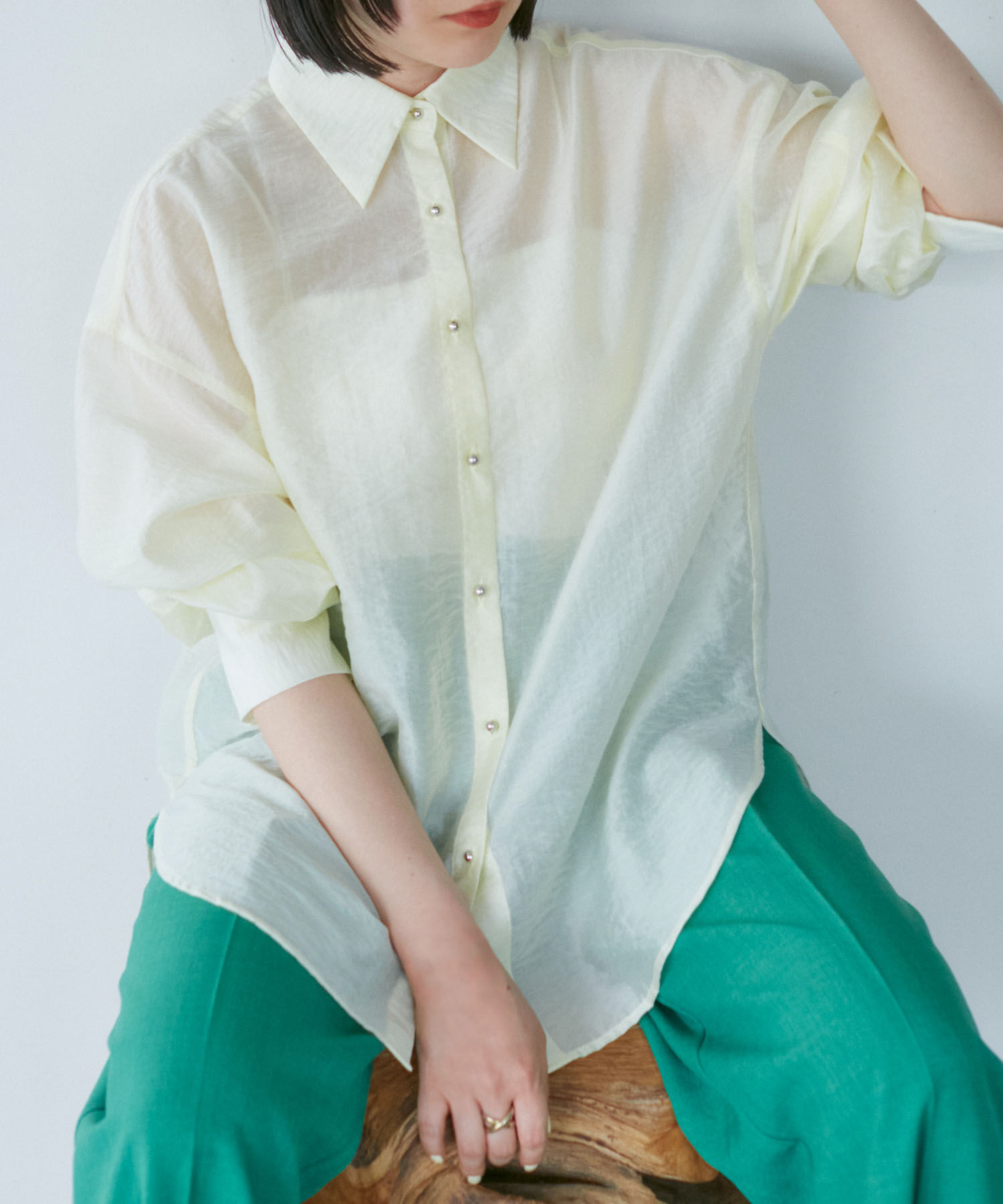 VIS「メタル釦シンプルシアーシャツ」|シャツ・ブラウス|