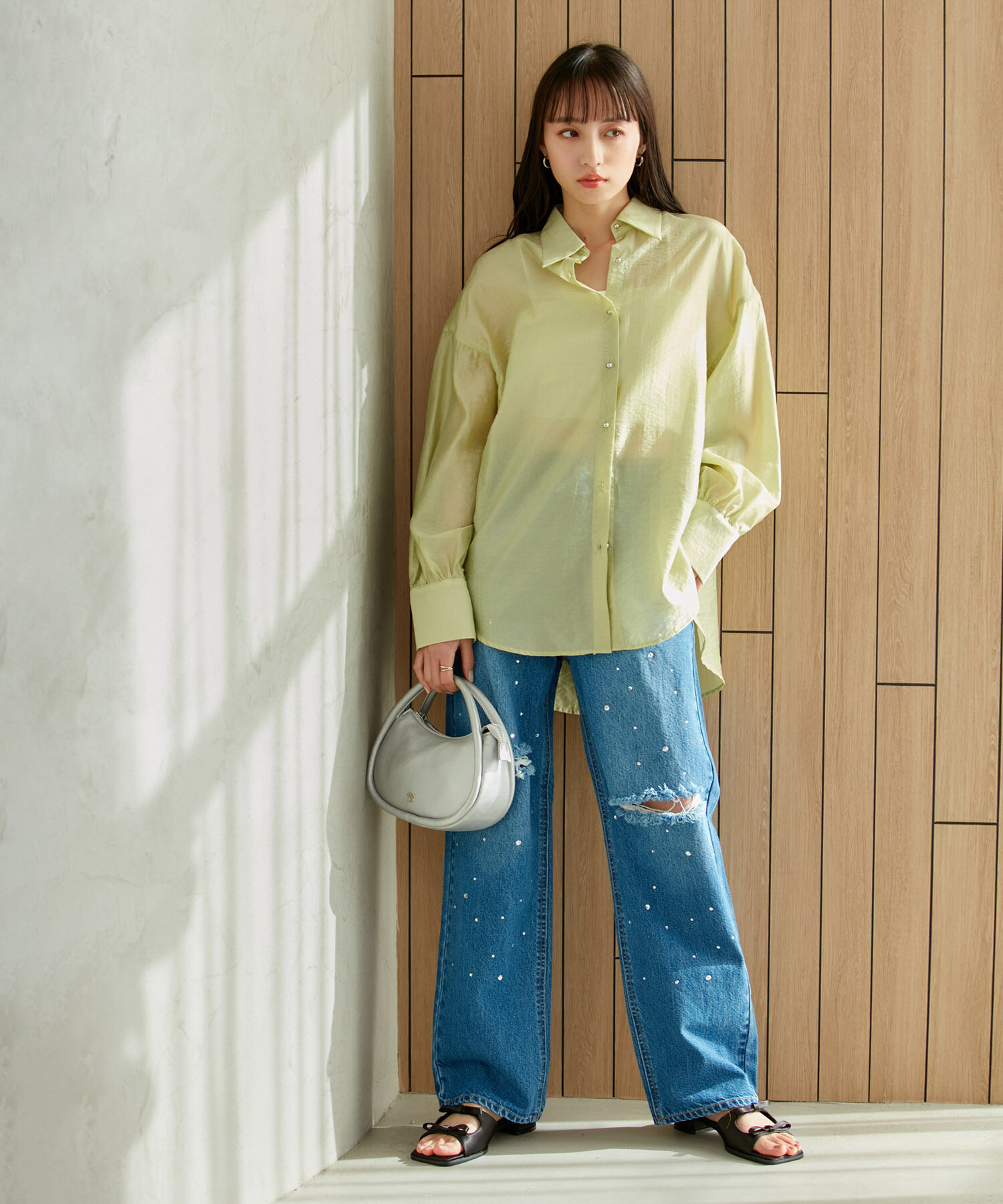 VIS「メタル釦シンプルシアーシャツ」|シャツ・ブラウス|