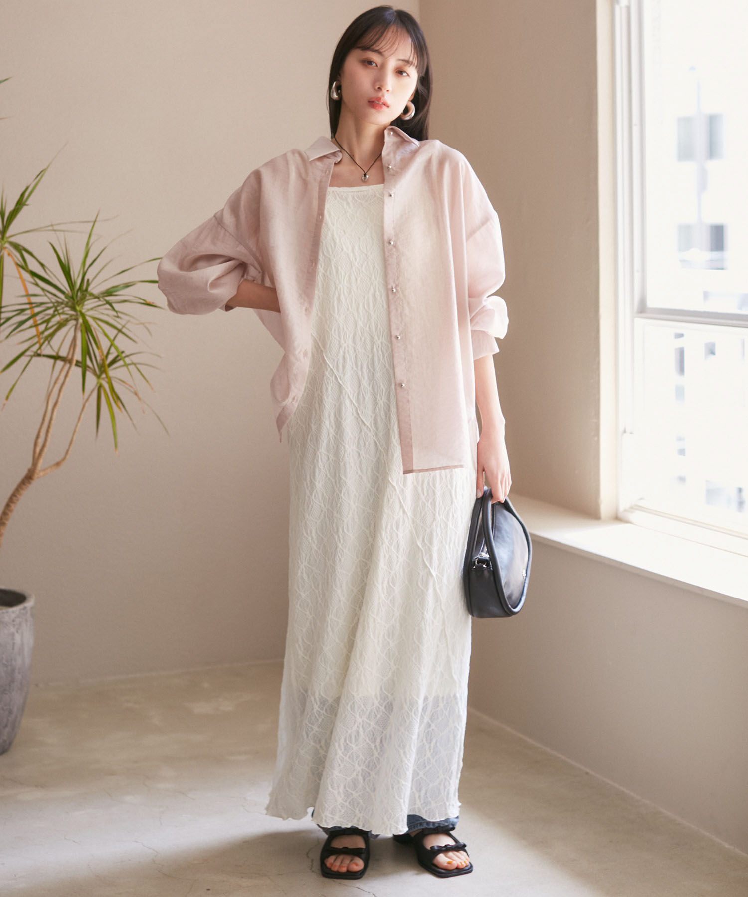 VIS「メタル釦シンプルシアーシャツ」|シャツ・ブラウス|