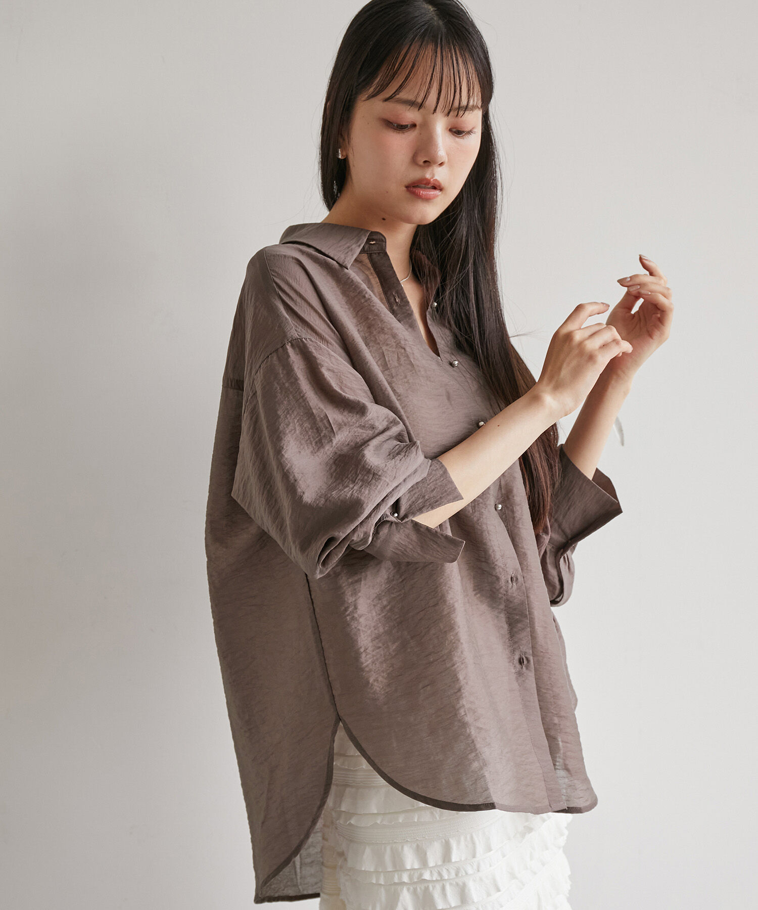 VIS「メタル釦シンプルシアーシャツ」|シャツ・ブラウス|