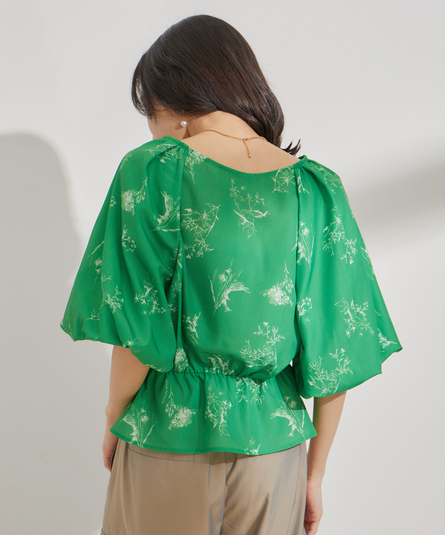 VIS「バルーンスリーブVネックブラウス」|シャツ・ブラウス|