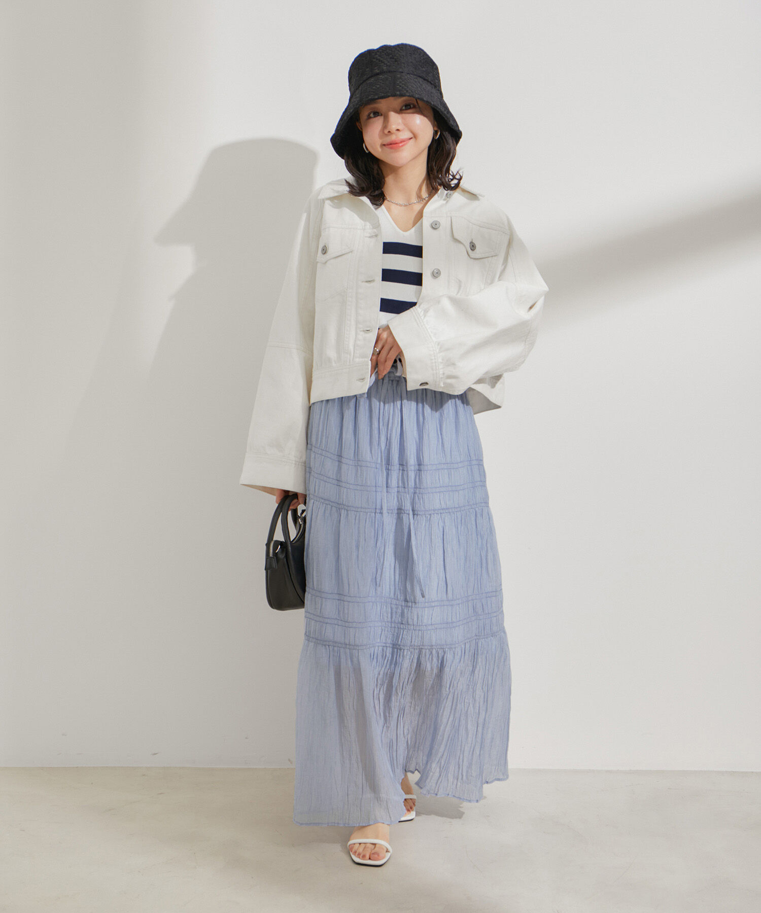 VIS「柄＆無地アソートシャーリングティアードスカート」|スカート|