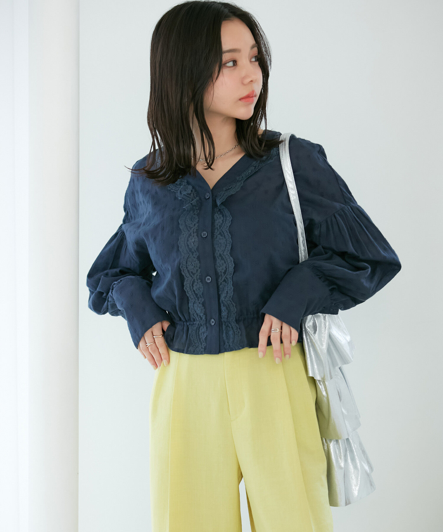 VIS「ドビーフラワーブラウス」|シャツ・ブラウス|