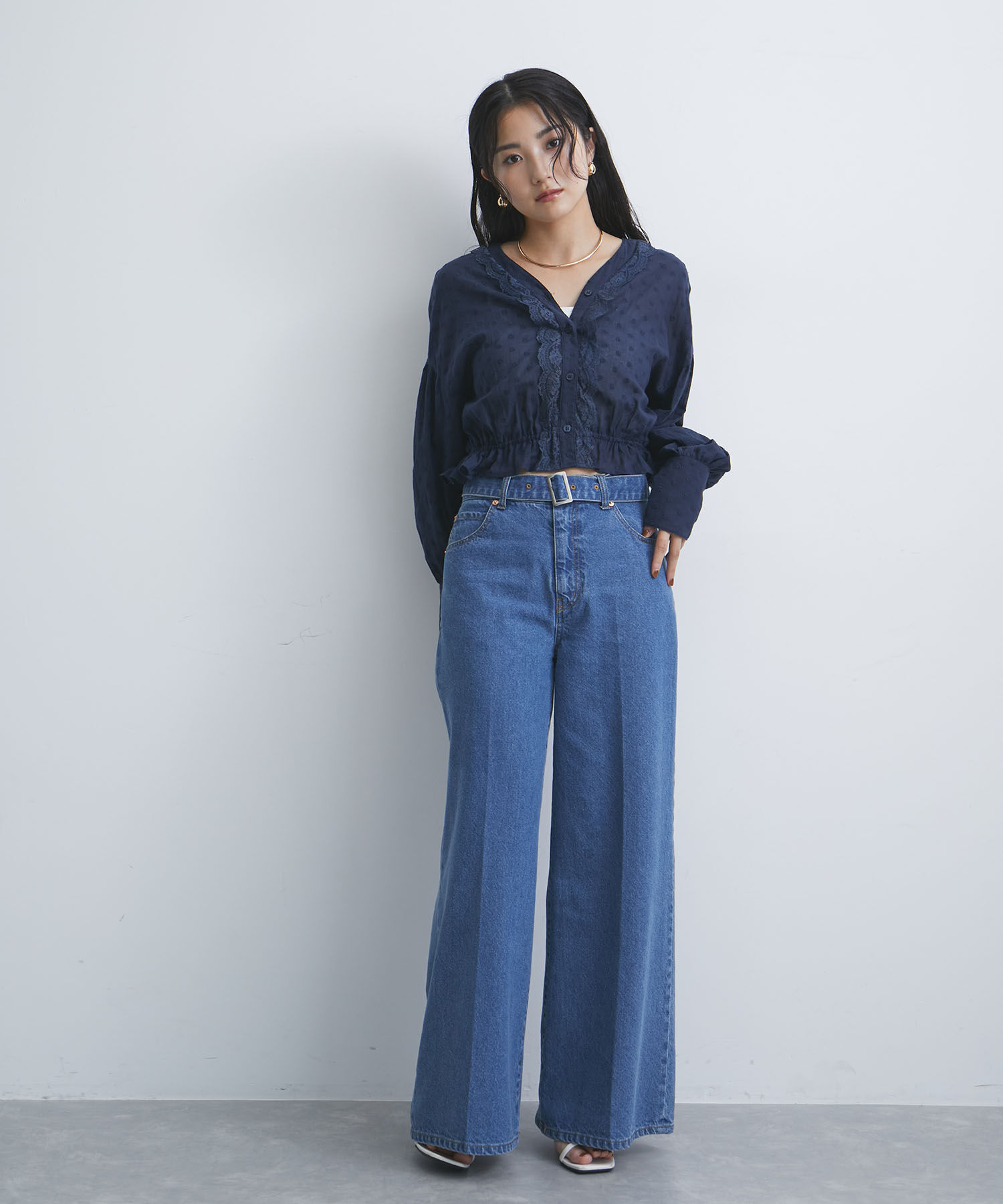 VIS「ドビーフラワーブラウス」|シャツ・ブラウス|