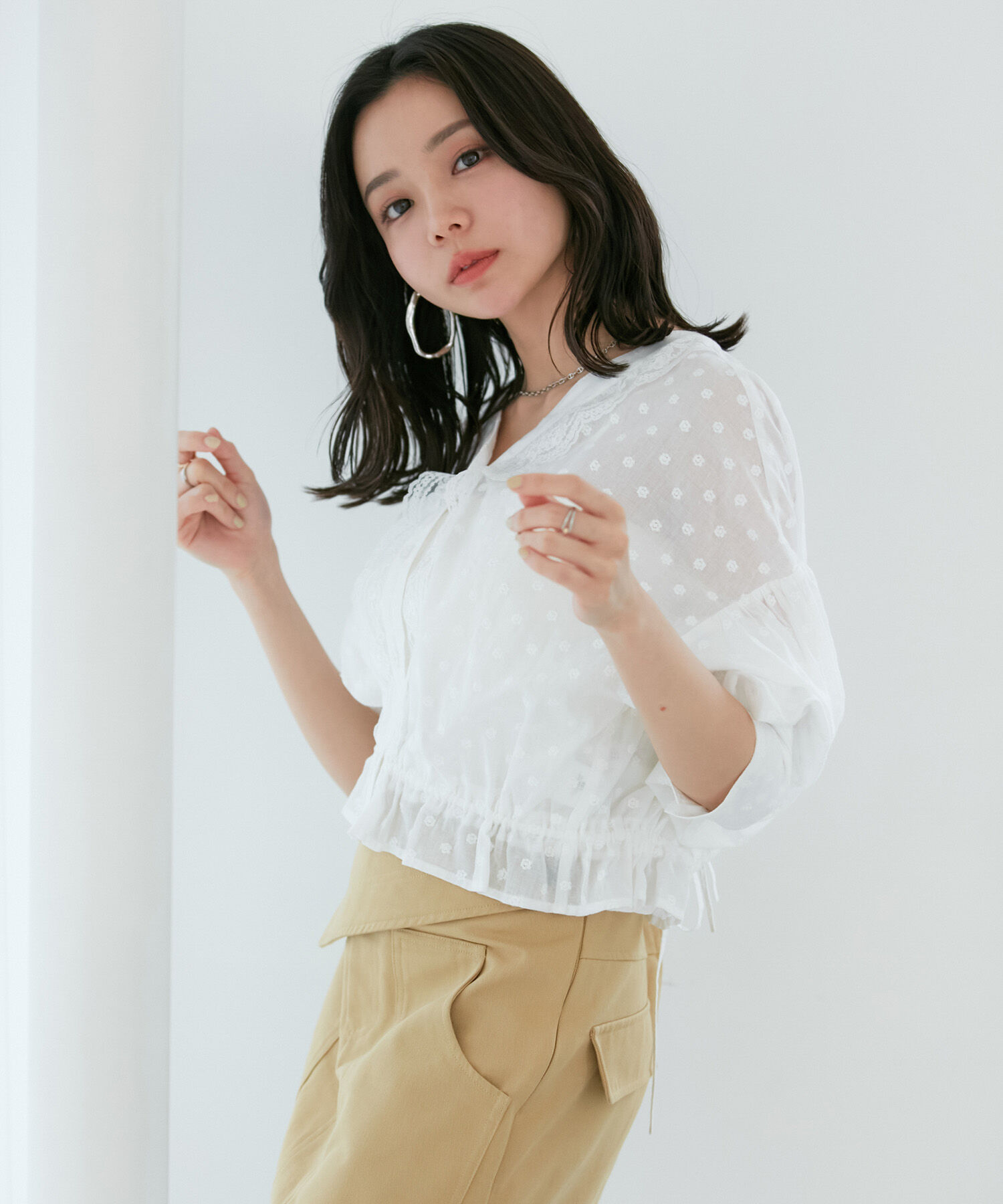 VIS「ドビーフラワーブラウス」|シャツ・ブラウス|