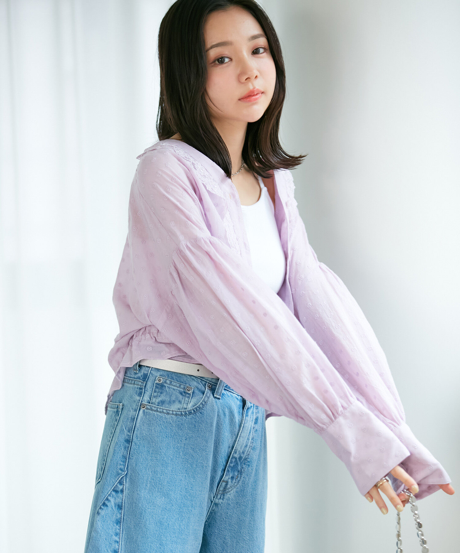 VIS「ドビーフラワーブラウス」|シャツ・ブラウス|