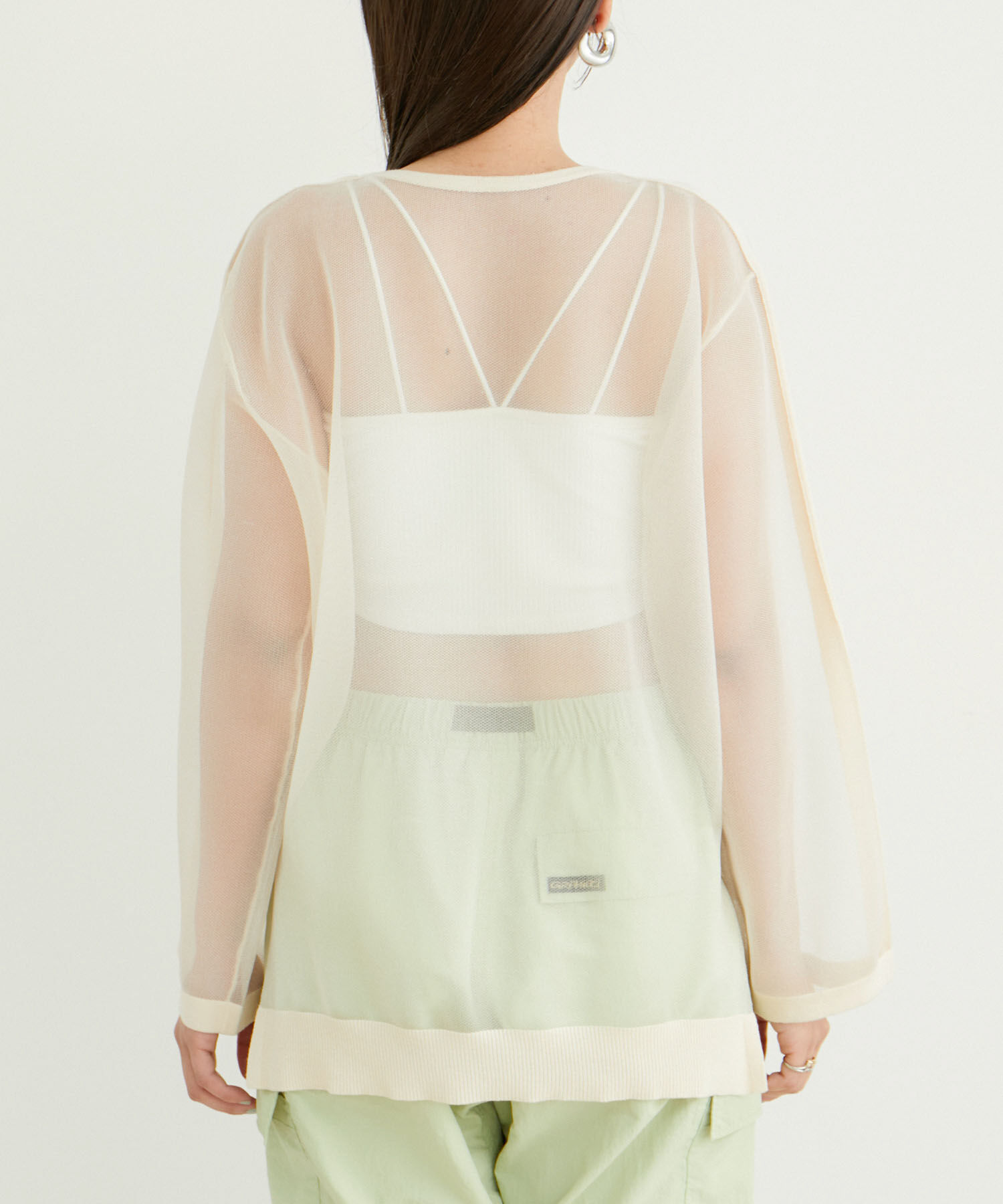 VIS「ショルダーラインシアーニットプルオーバー」|シャツ・ブラウス|