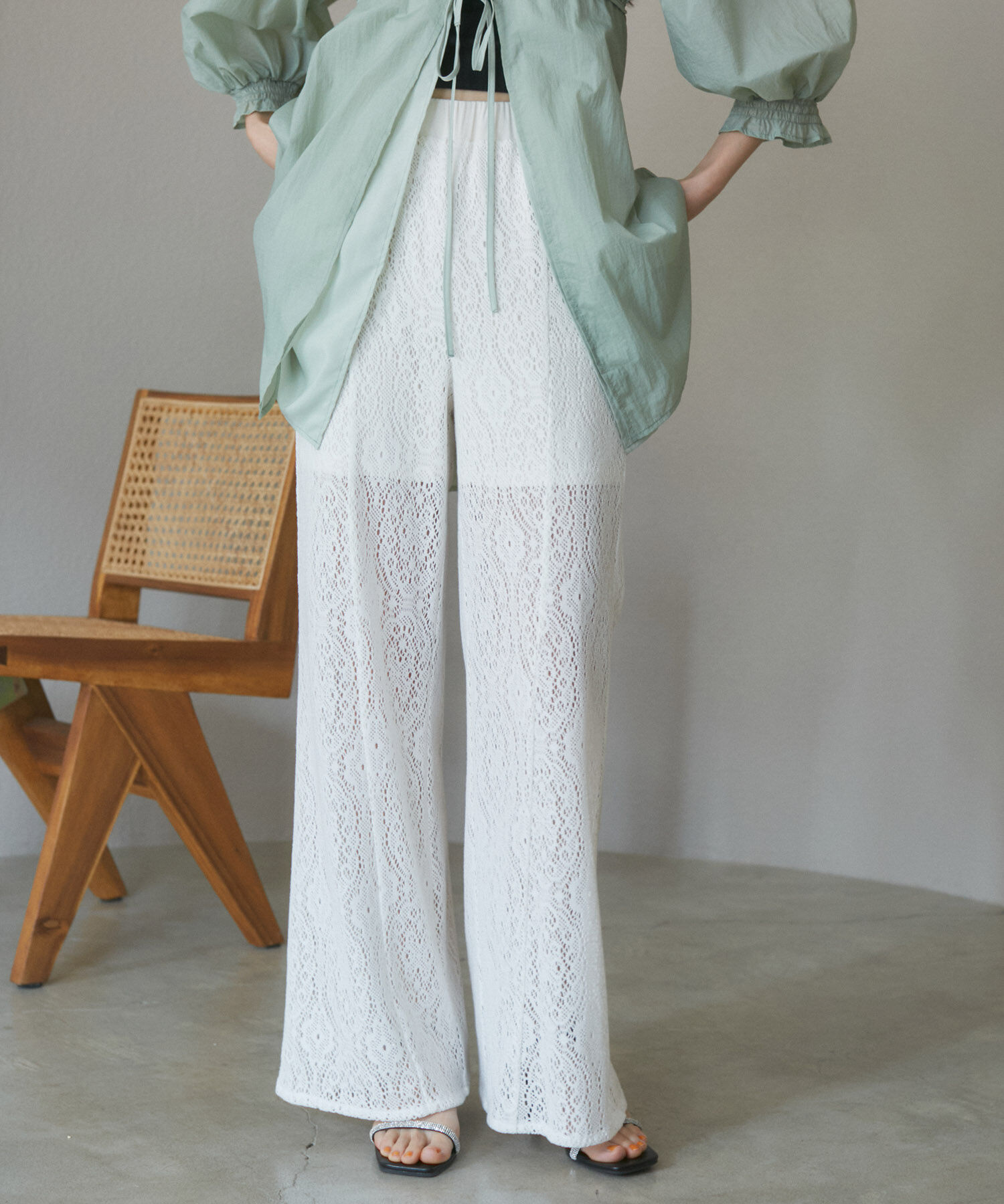 VIS「【洗える】セミフレアレースパンツ」|その他|