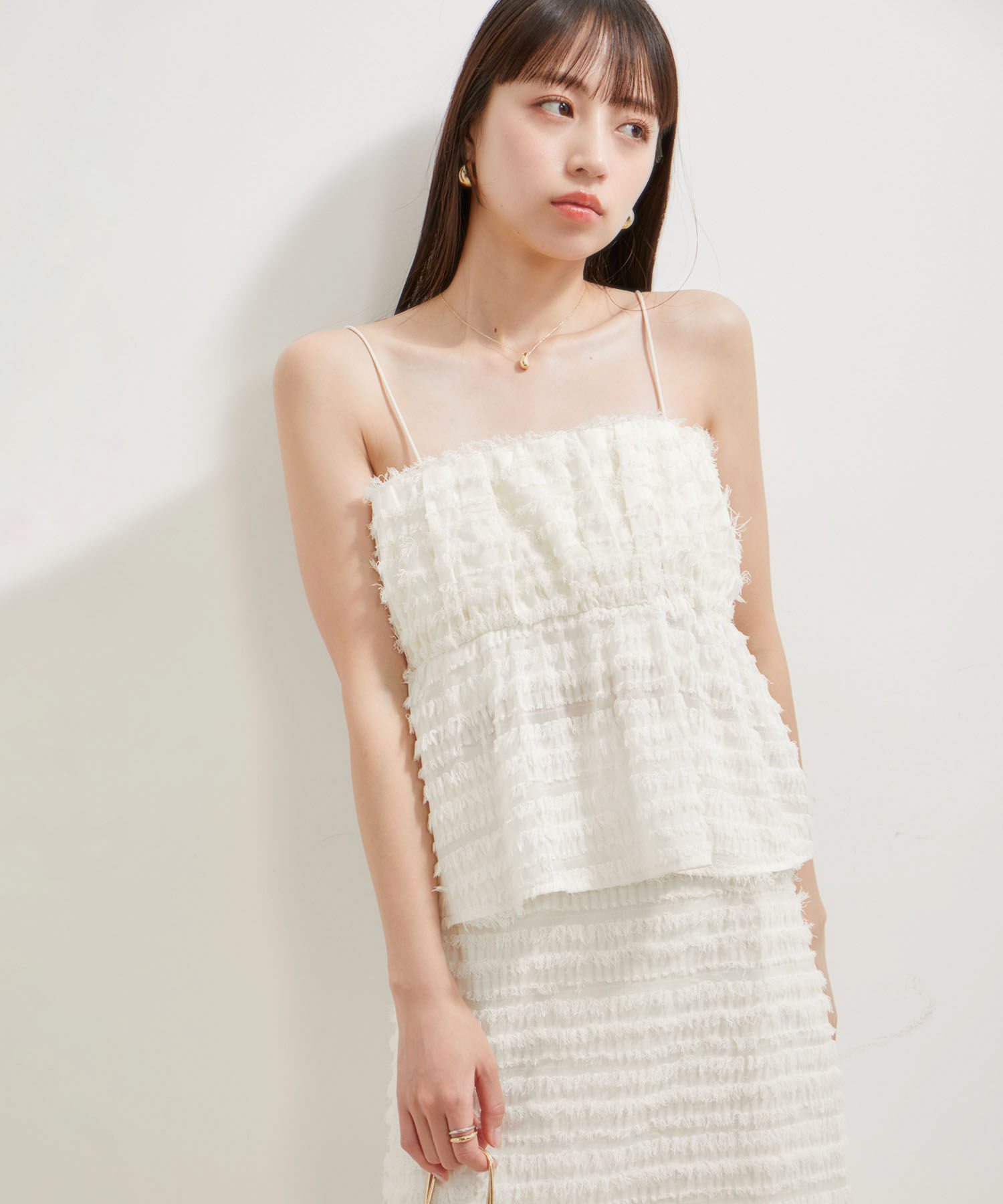 VIS「【洗える】フリンジジャガードビスチェ」|キャミソール|
