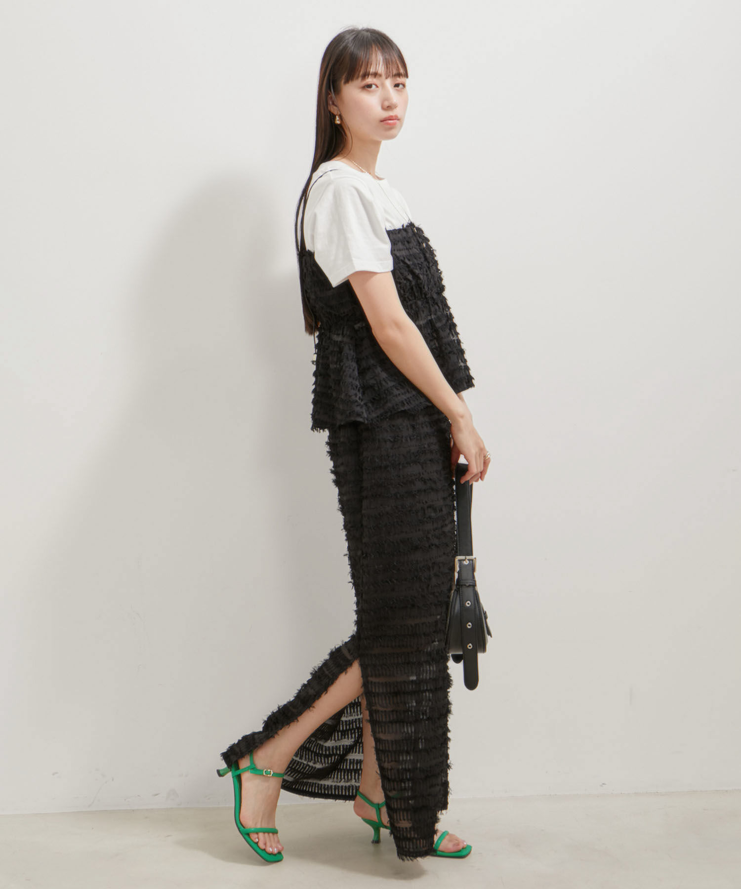 VIS「【洗える】フリンジジャガードビスチェ」|キャミソール|