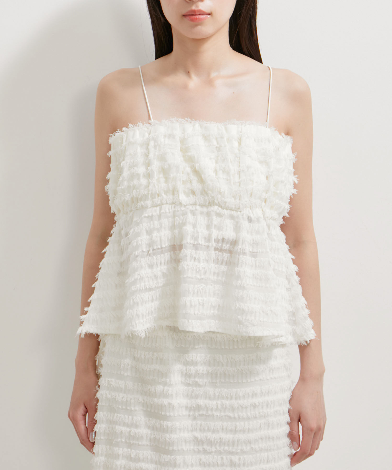 VIS「【洗える】フリンジジャガードビスチェ」|キャミソール|
