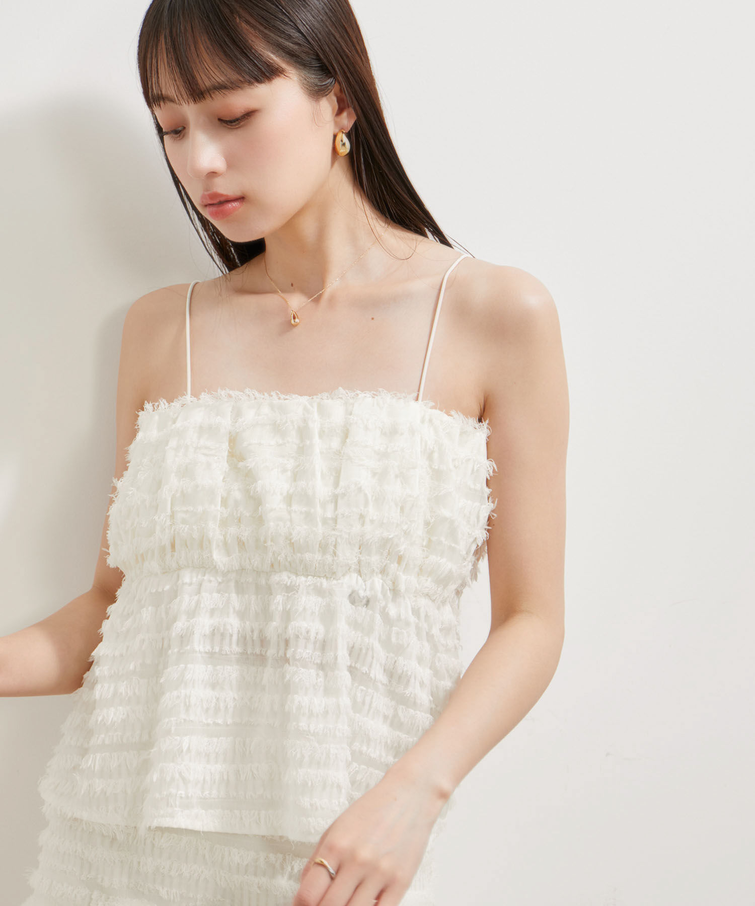 VIS「【洗える】フリンジジャガードビスチェ」|キャミソール|