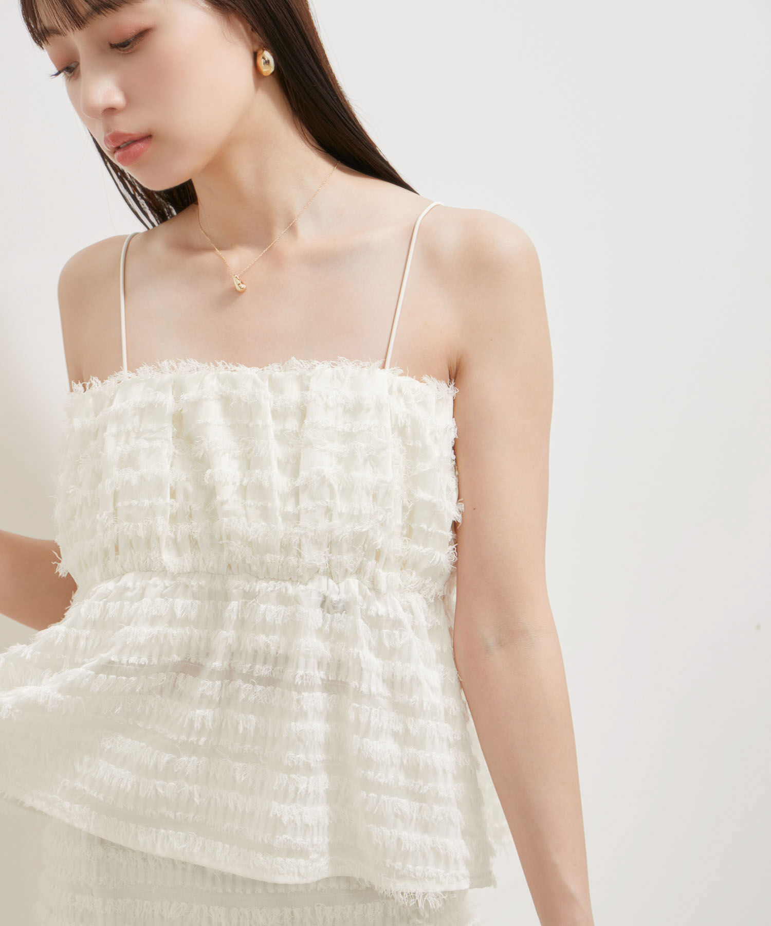 VIS「【洗える】フリンジジャガードビスチェ」|キャミソール|キナリ(16)
