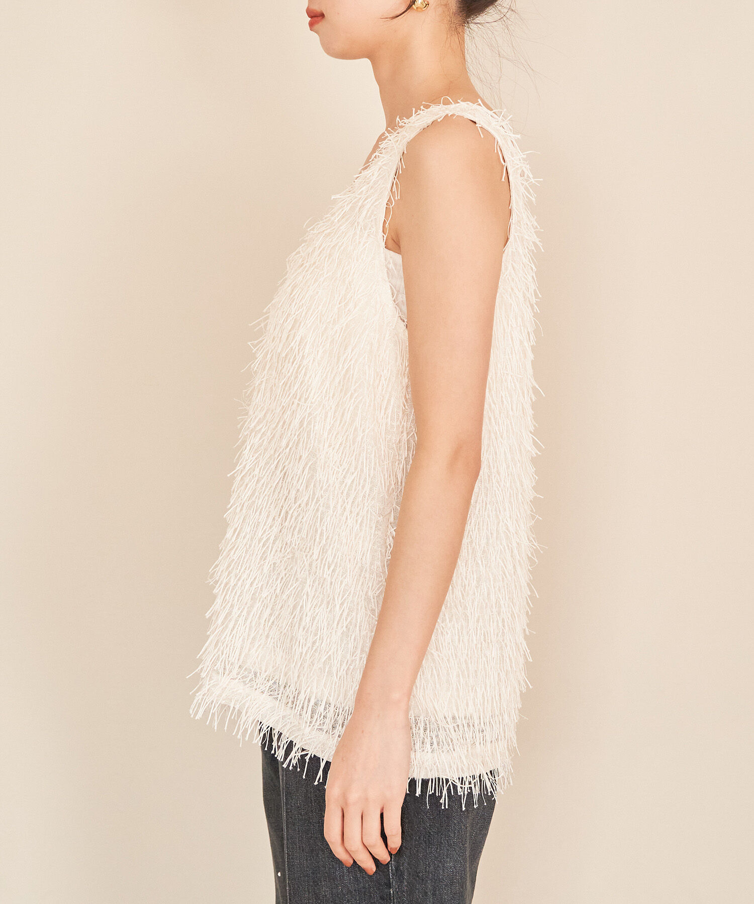 VIS「【前後2WAY】ラメフリンジジャガードノースリーブトップス」|その他|