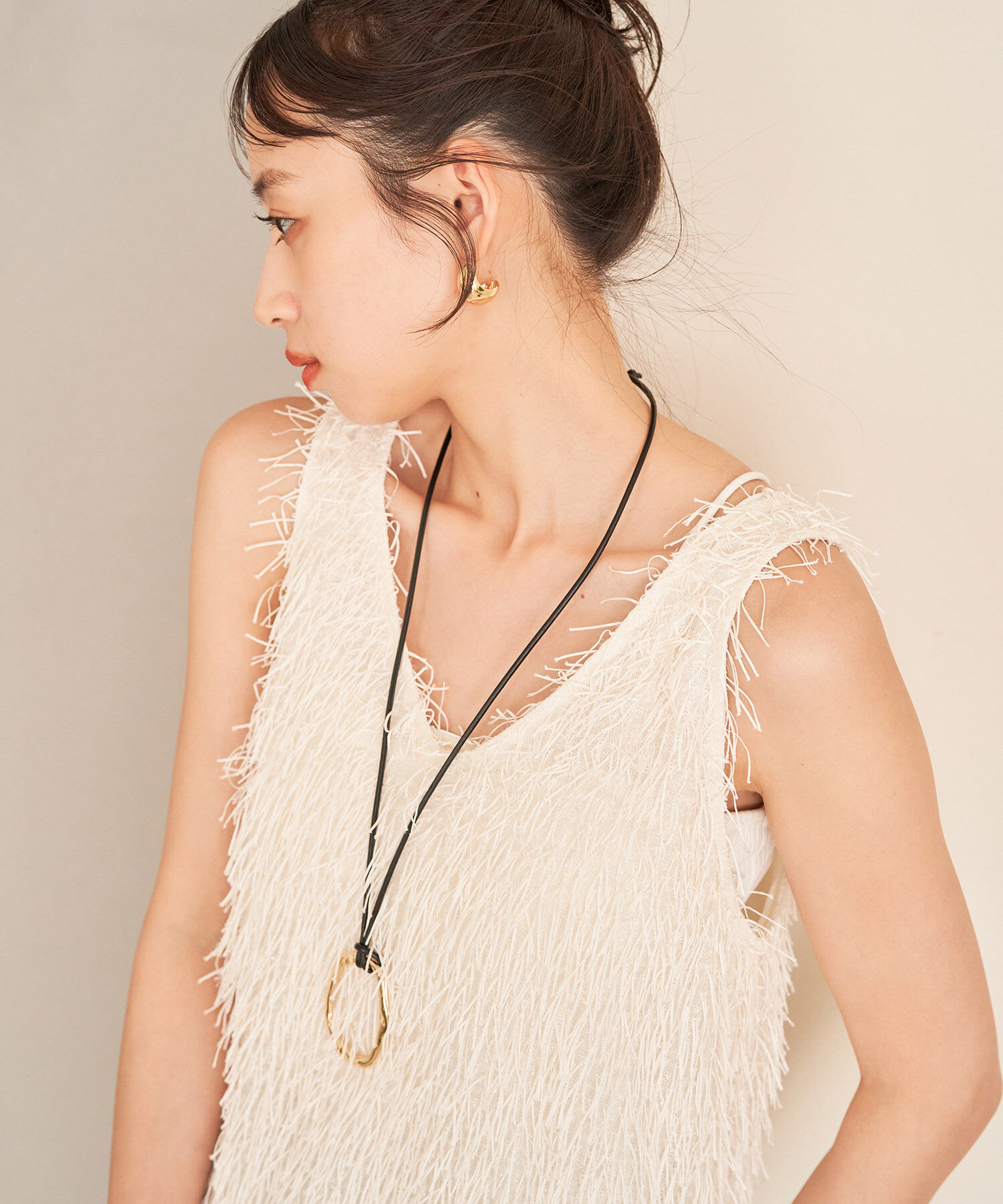 VIS「【前後2WAY】ラメフリンジジャガードノースリーブトップス」|その他|