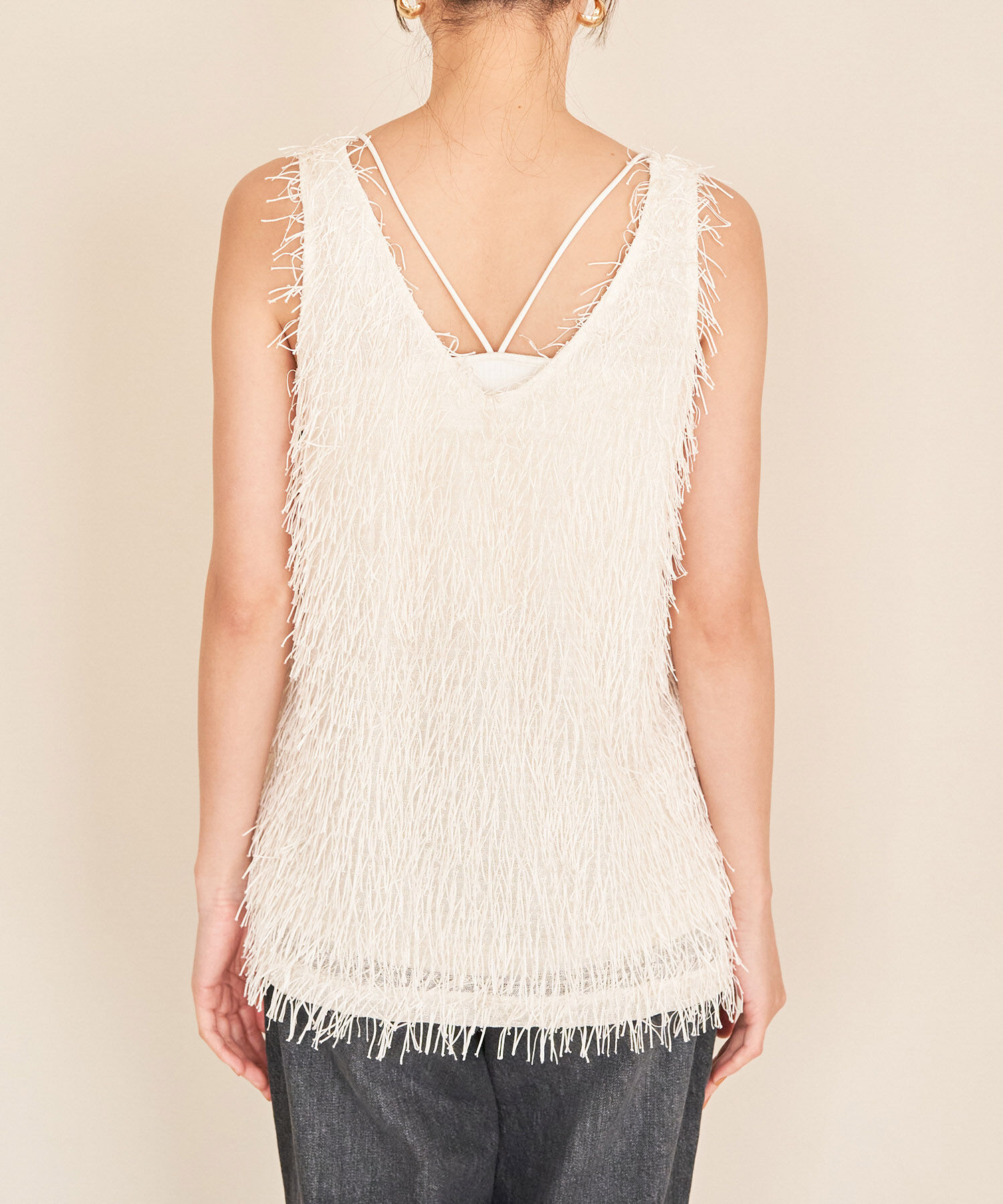 VIS「【前後2WAY】ラメフリンジジャガードノースリーブトップス」|その他|