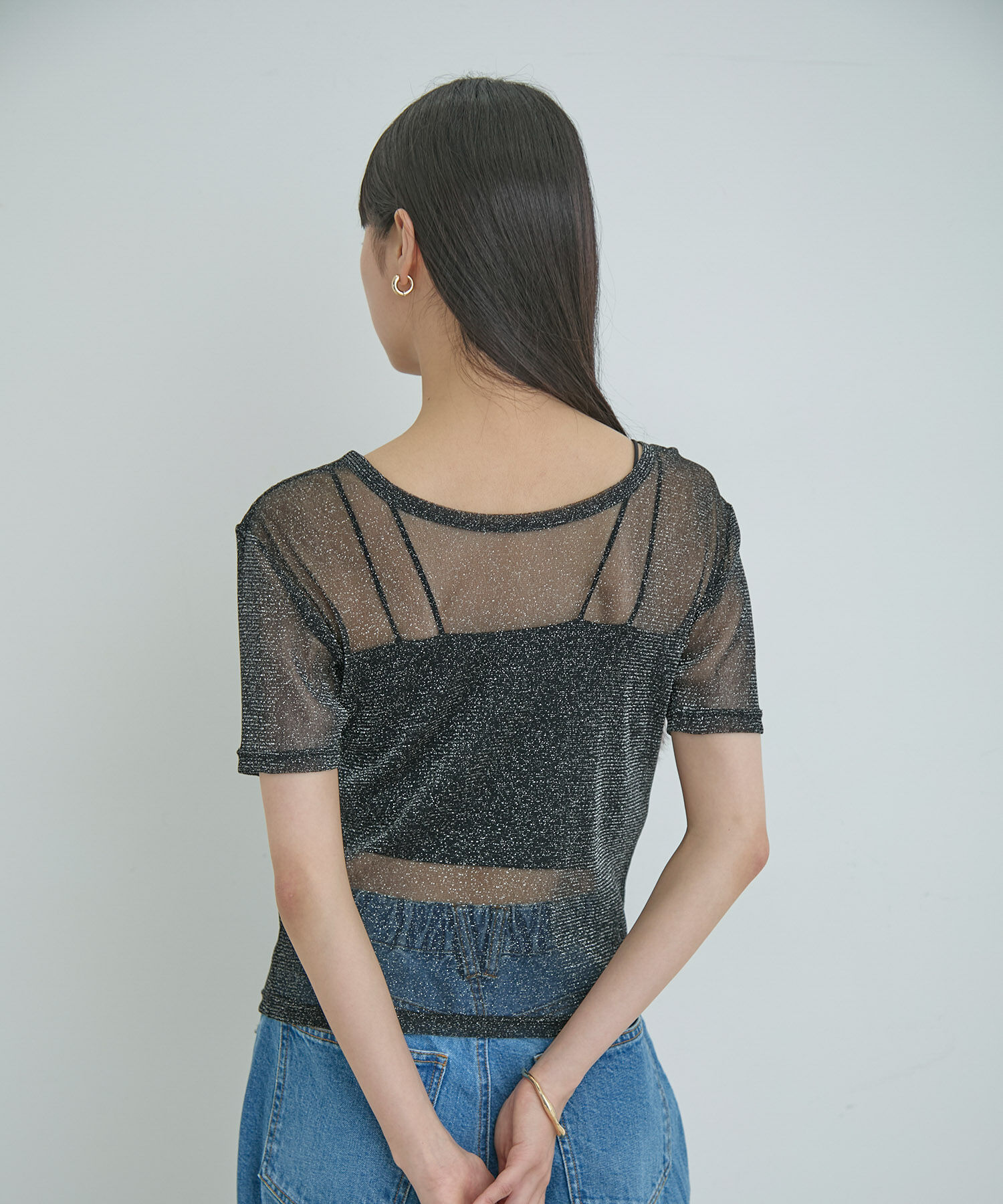 VIS「【洗える】シアーラメレイヤードTシャツ」|Tシャツ・カットソー|