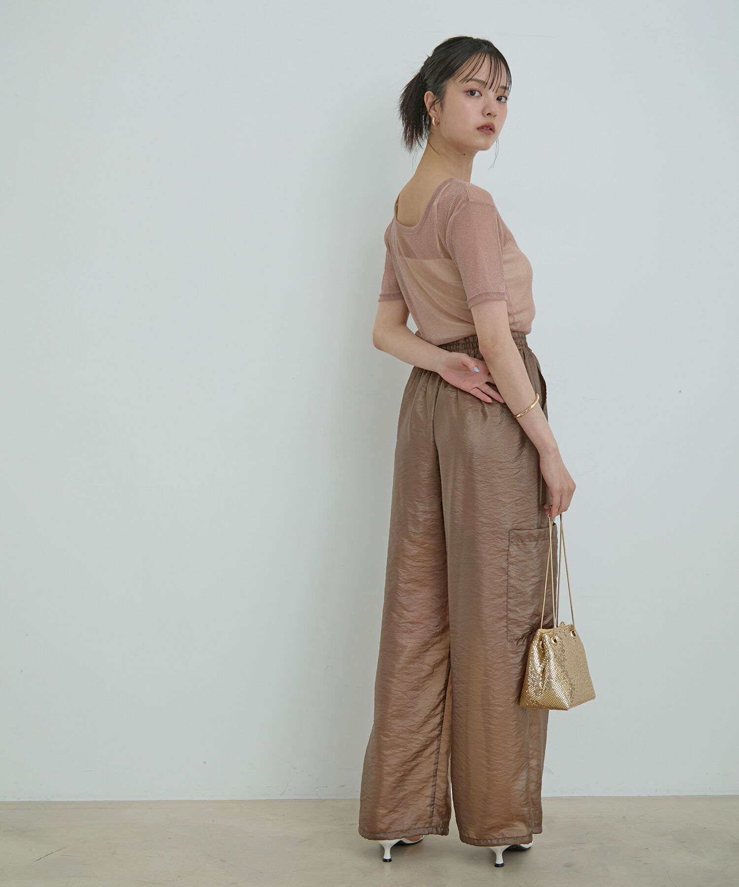 VIS「【洗える】シアーラメレイヤードTシャツ」|Tシャツ・カットソー|