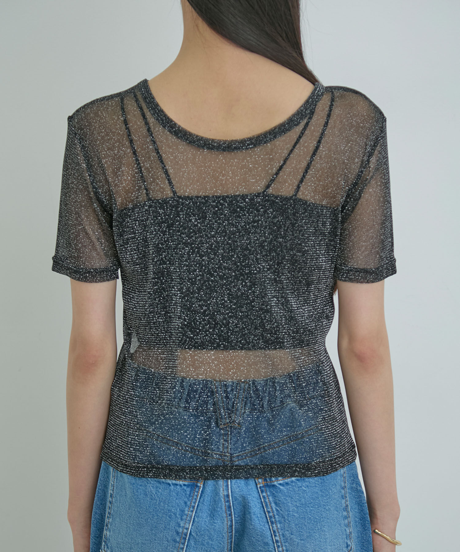 VIS「【洗える】シアーラメレイヤードTシャツ」|Tシャツ・カットソー|