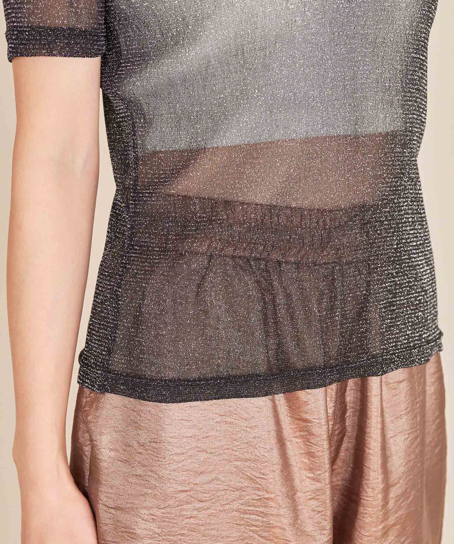 VIS「【洗える】シアーラメレイヤードTシャツ」|Tシャツ・カットソー|