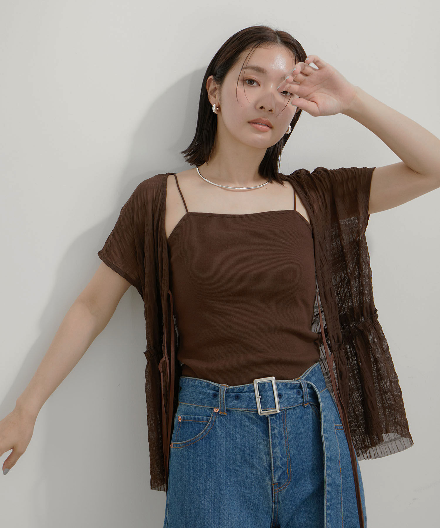 VIS「【SET】シャーリングカーデ&times;キャミアンサンブル【洗える】」|その他|