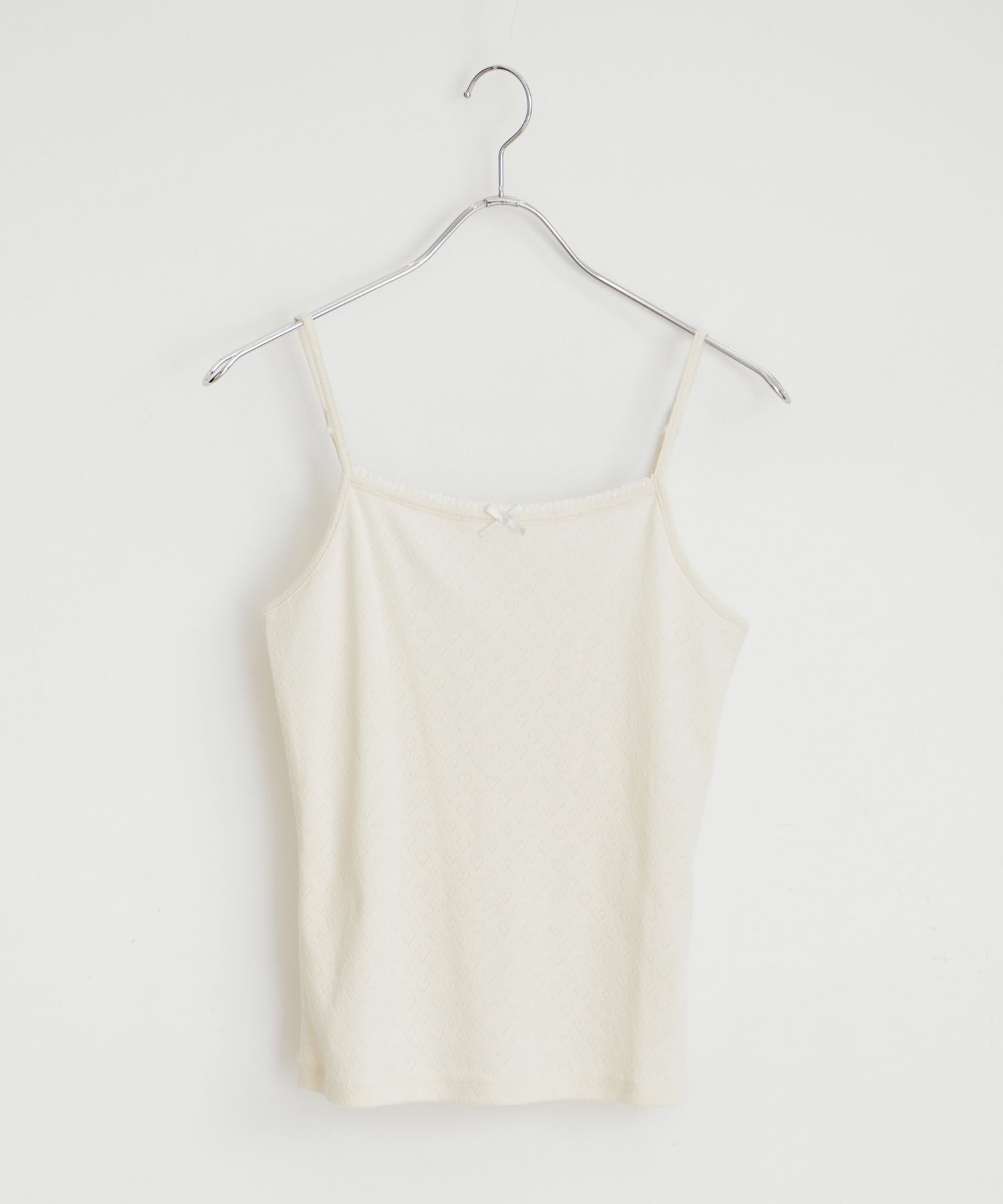 VIS「【洗える】プチリボン付きパターンメッシュキャミソール」|キャミソール|ホワイト系(11)