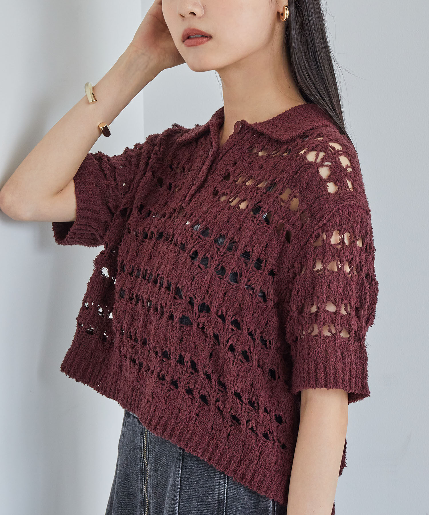 VIS「ファンシーヤーンニットポロ」|その他|