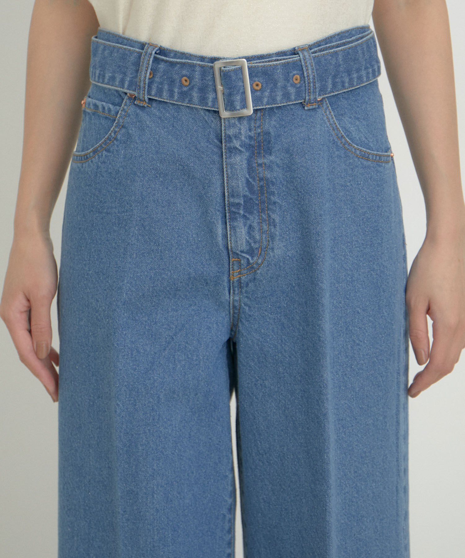 VIS「【洗える】センタープレスワイドデニム」|デニム|