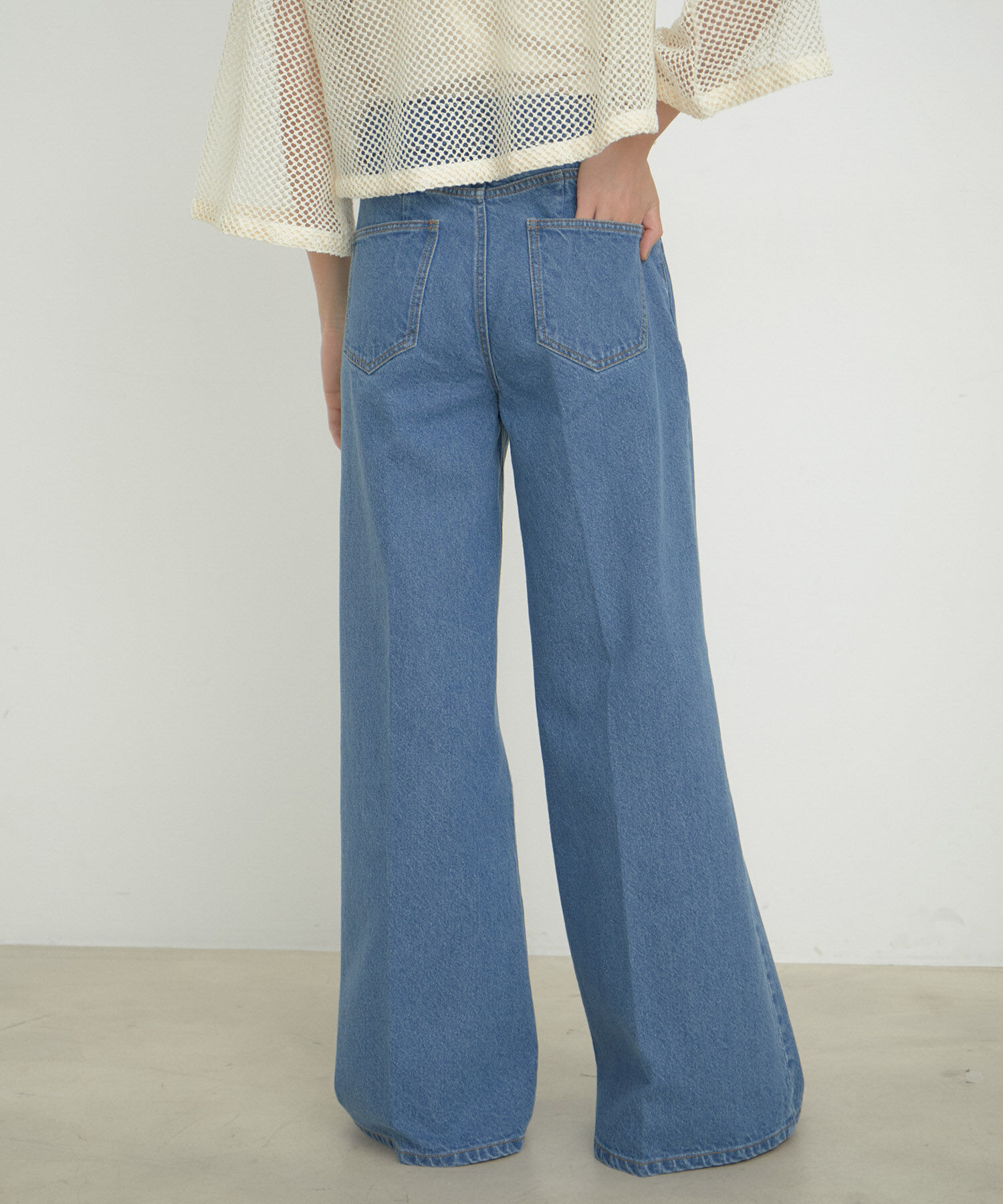 VIS「【洗える】センタープレスワイドデニム」|デニム|