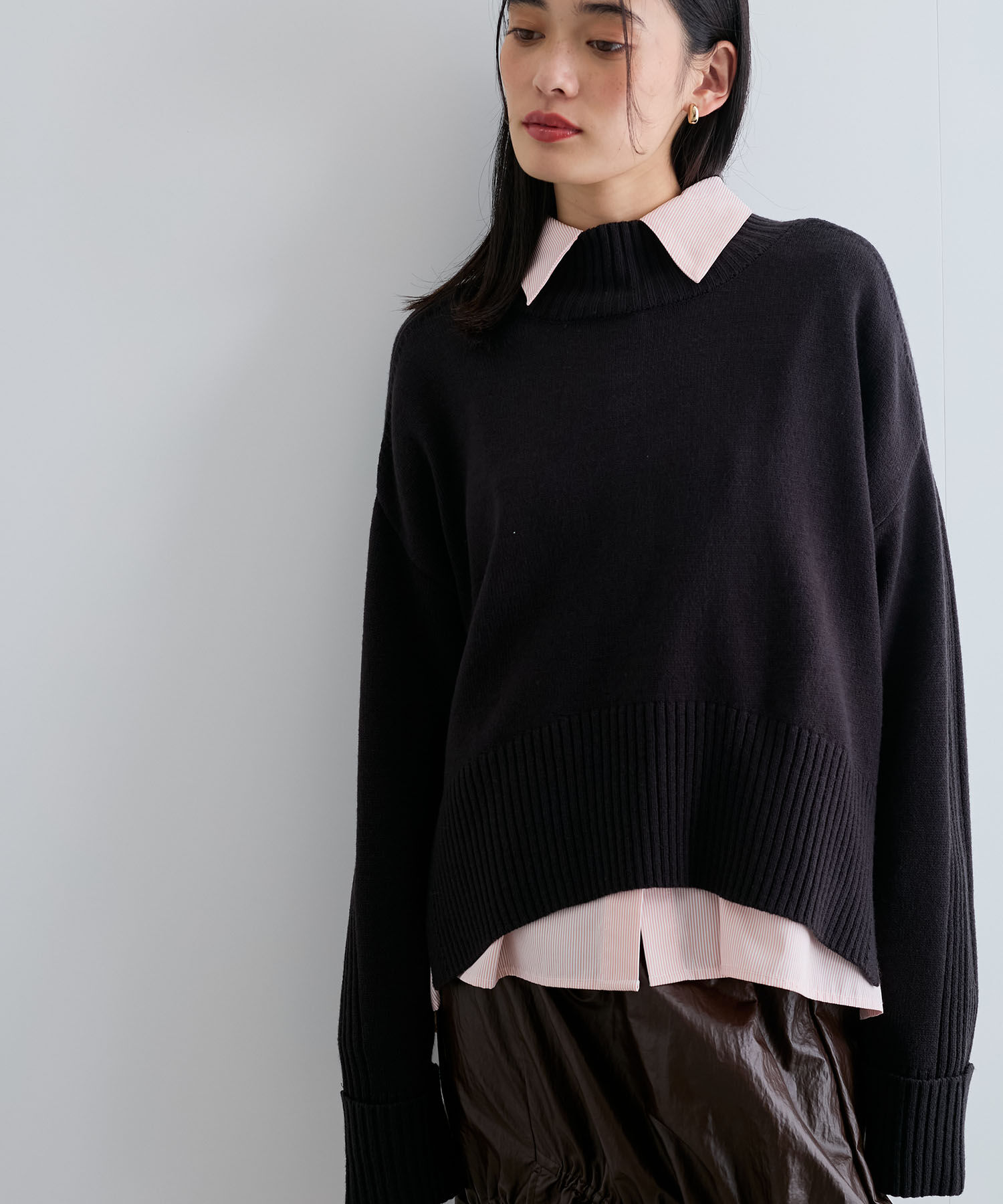 VIS「【アンチピリング/洗える】サイドスリットニットプルオーバー【WEB限定カラー】」|ニット・セーター|