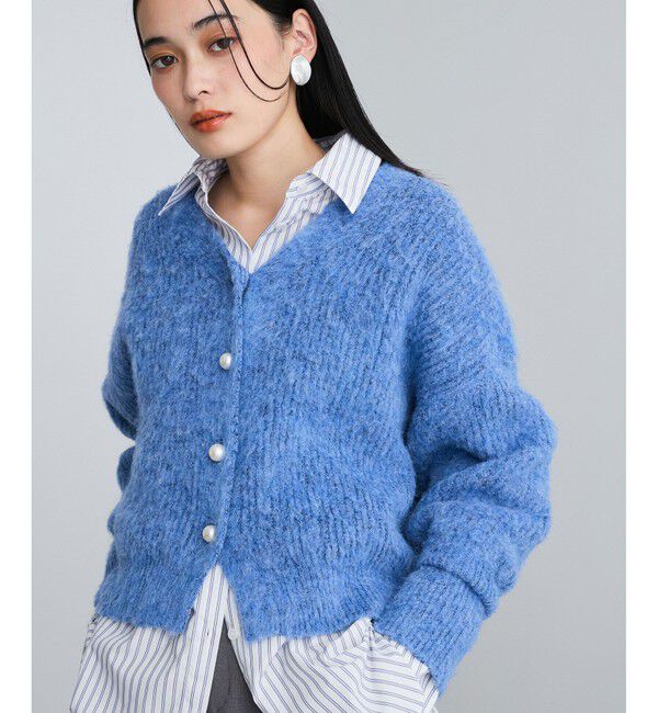 VIS「パールボタンVネック片畦ニットカーディガン」|カーディガン|