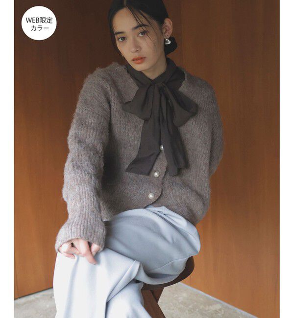 VIS「パールボタンVネック片畦ニットカーディガン」|カーディガン|