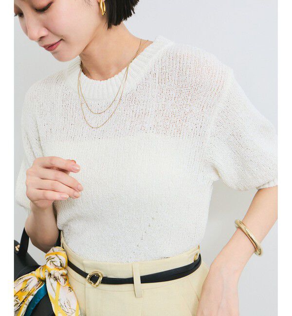 VIS「【洗える】アイレットブークレコンパクトニット」|Tシャツ・カットソー|オフホワイト(15)