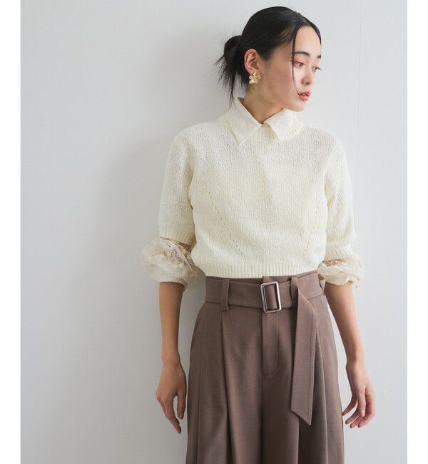 VIS「【洗える】アイレットブークレコンパクトニット」|Tシャツ・カットソー|