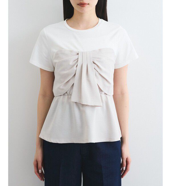 VIS「【新色追加】【美easy】ねじりリボンTシャツドッキングプルオーバー【接触冷感/洗える】」|Tシャツ・カットソー|