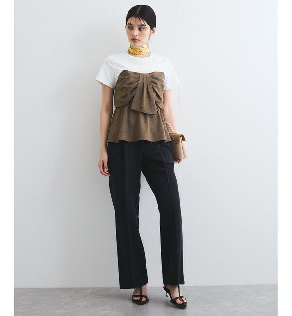 VIS「【新色追加】【美easy】ねじりリボンTシャツドッキングプルオーバー【接触冷感/洗える】」|Tシャツ・カットソー|