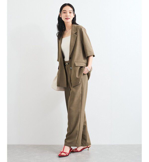 VIS「【美easy】ハーフスリーブジャケット/セットアップ対応・洗える」|テーラードジャケット|