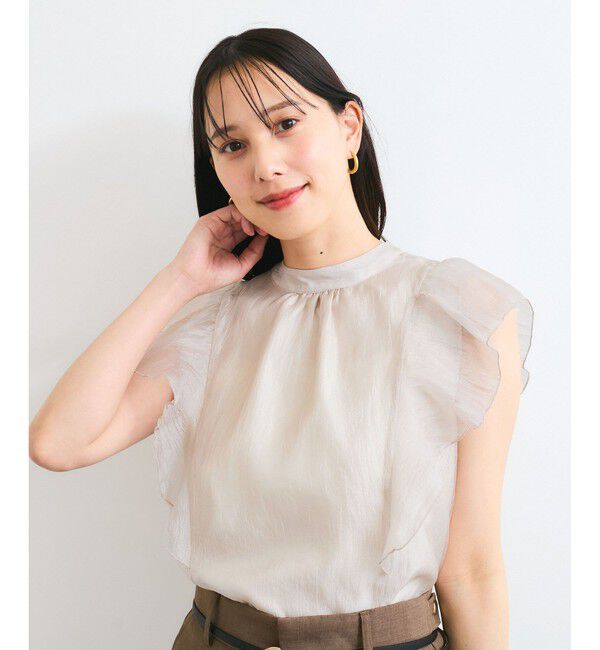 VIS「主役級！華やぎシアーシャイニーボウタイフリルブラウス【前後2WAY】【洗える】」|シャツ・ブラウス|
