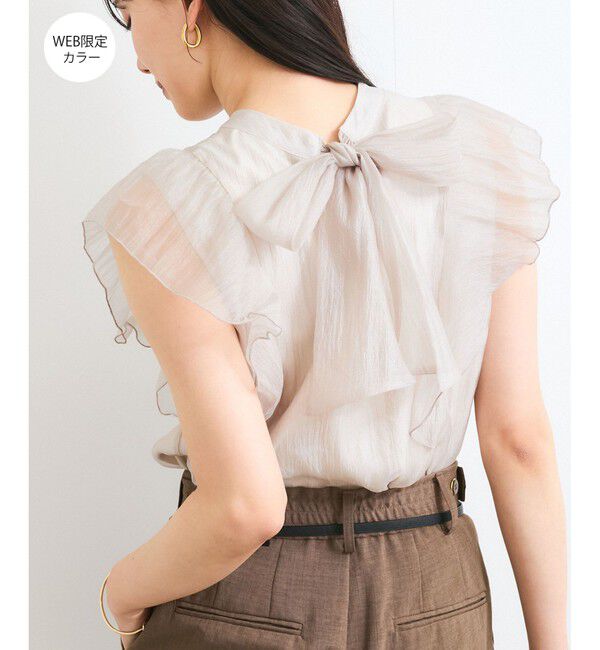 VIS「主役級！華やぎシアーシャイニーボウタイフリルブラウス【前後2WAY】【洗える】」|シャツ・ブラウス|