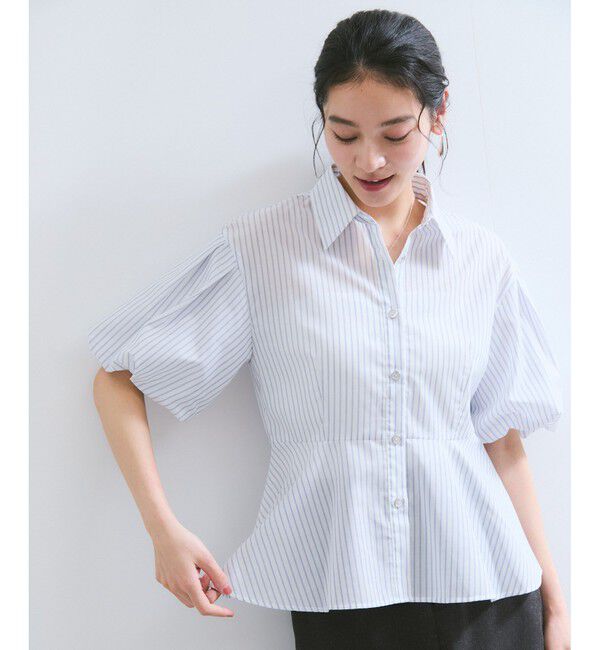 VIS「バルーンスリーブペプラムシャツ/通勤対応」|シャツ・ブラウス|