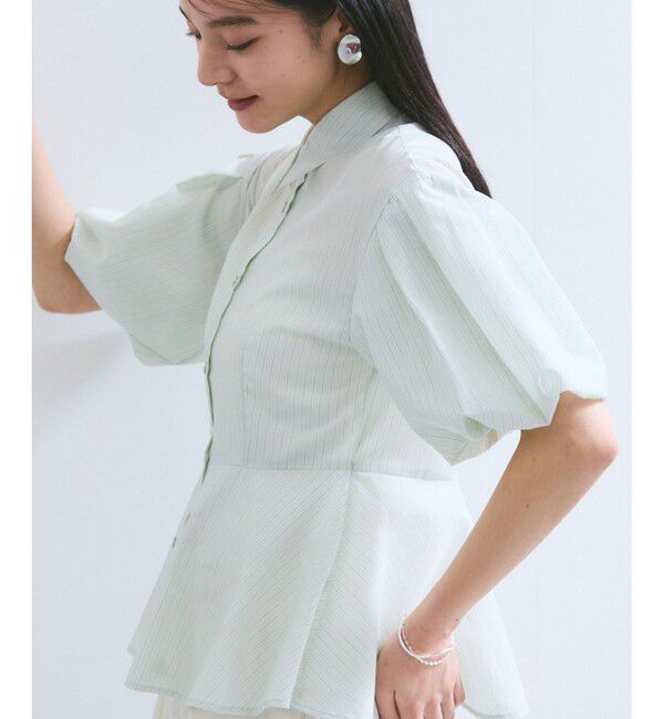 VIS「バルーンスリーブペプラムシャツ/通勤対応」|シャツ・ブラウス|