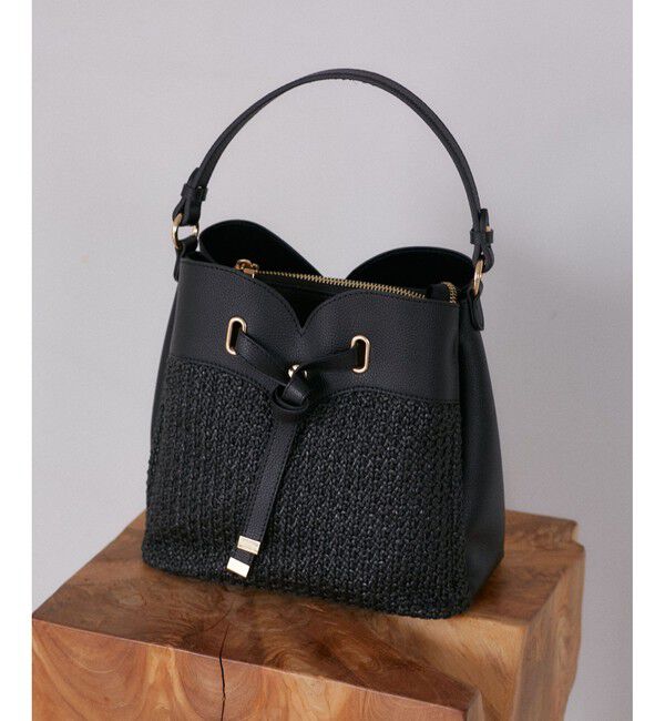 VIS「【2WAY】ハートカットカゴバッグ」|ショルダー・メッセンジャー|ブラック(01)