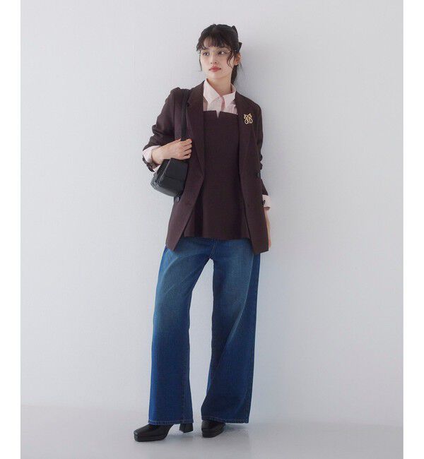 VIS「【美easy】ウーリッシュダブルブレストテーラードジャケット【セットアップ対応/洗える】」|テーラードジャケット|