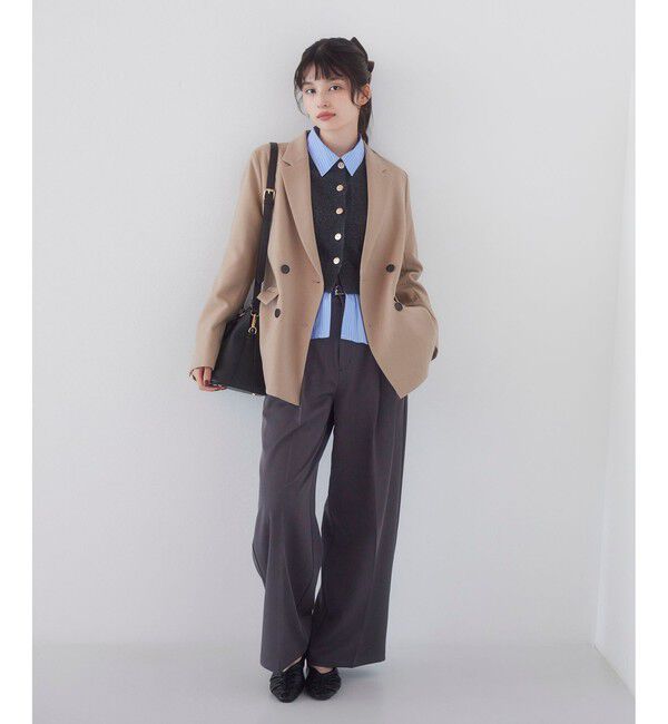 VIS「【美easy】ウーリッシュダブルブレストテーラードジャケット【セットアップ対応/洗える】」|テーラードジャケット|