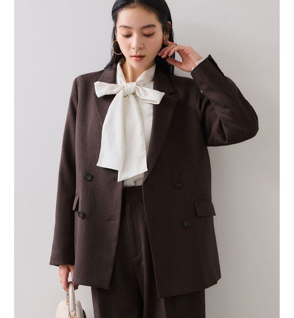 VIS「【美easy】ウーリッシュダブルブレストテーラードジャケット【セットアップ対応/洗える】」|テーラードジャケット|